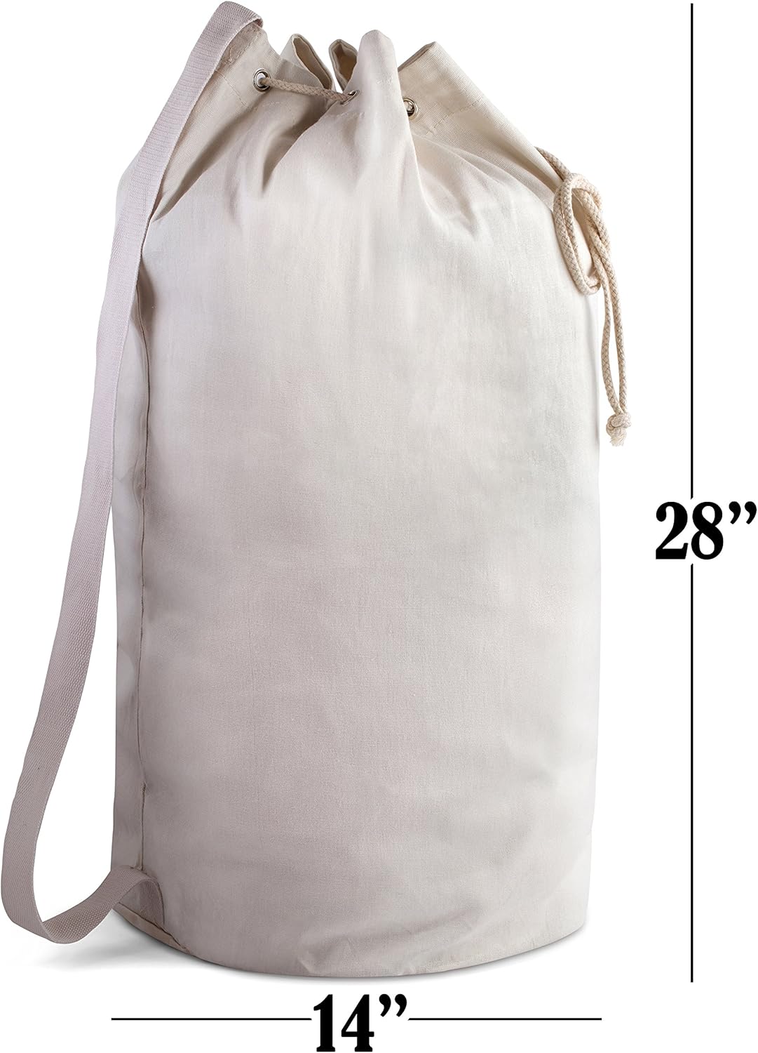 Canvas Duffel Bag - Drawstring, Leather Closure, Shoulder Strap V1258-DP02-B-4236