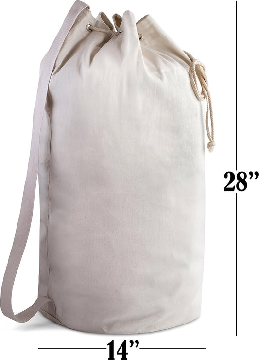 Canvas Duffel Bag - Drawstring, Leather Closure, Shoulder Strap V1258-DP02-B-4236