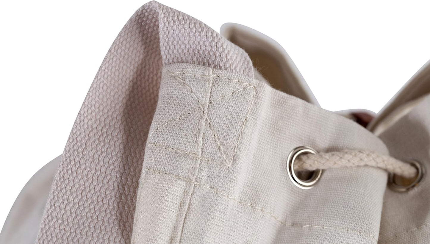 Canvas Duffel Bag - Drawstring, Leather Closure, Shoulder Strap V1258-DP02-B-4236