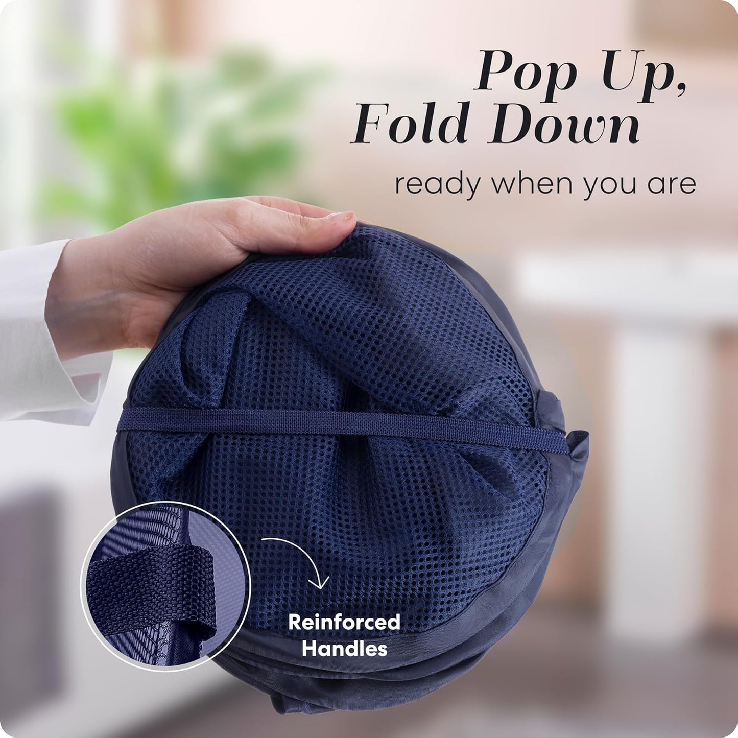 Collapsible Mesh Pop Up Laundry Hamper 2-Pack - Large Foldable Laundry Basket with Side Pocket, Breathable & V1258-DP02-B-4237