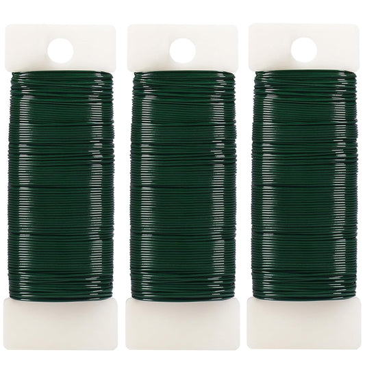 Green Floral Wire, 3 Pack Christmas Wreath Wire, 295 Feet 22 Gauge Florist Ties for Flower Arrangements, V1258-DP02-B-428
