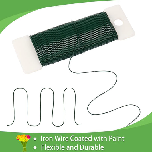 Green Floral Wire, 3 Pack Christmas Wreath Wire, 295 Feet 22 Gauge Florist Ties for Flower Arrangements, V1258-DP02-B-428