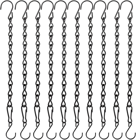 10 Pack 9.5 Inch Black Hanging Chains, Garden Plant Hangers for Hanging Bird Feeders, Billboards, V1258-DP02-B-432