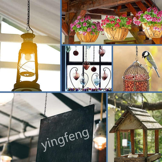 10 Pack 9.5 Inch Black Hanging Chains, Garden Plant Hangers for Hanging Bird Feeders, Billboards, V1258-DP02-B-432