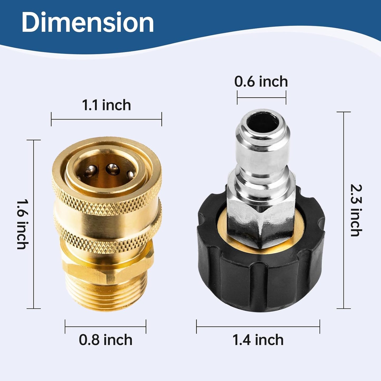 Pressure Washer Adapter Set, Quick Connect Kit, M22 14mm to 3/8 Inch Quick Connect Pressure Washer Hose V1258-DP02-B-437