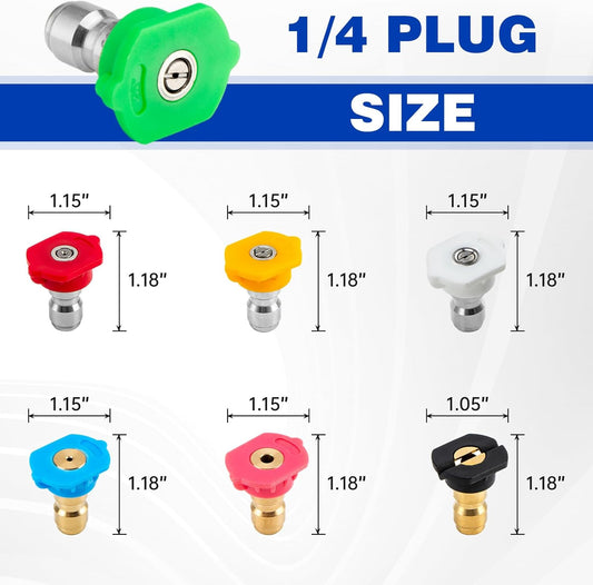 Pressure Washer Tips, Pressure Washer Nozzle Tips with Nozzle Holder, Set of 7 Pressure Washer Nozzles, 1/4 V1258-DP02-B-438