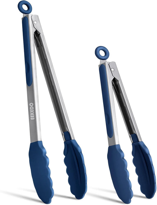 Tongs for Cooking, 600oF High Heat-Resistant Stainless Steel Kitchen Tongs with Silicone Tips, Non Scratch, V1258-DP02-B-440