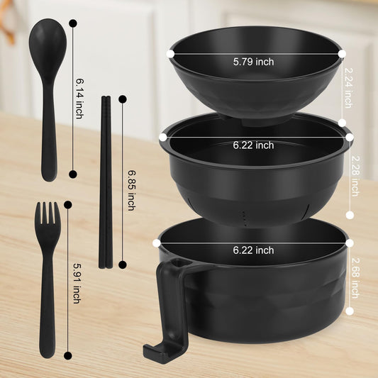 Ramen Bowl Set, Ramen Cooker 33 oz, Ramen Bowls with Chopsticks and Spoon, Microwave Pasta Cooker, College V1258-DP02-B-441