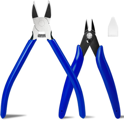 2 Pack Wire Cutters Set, 6" and 5" Ultra Sharp Flush Cutters, Carbon Steel Wire Cutters for Crafting, V1258-DP02-B-443