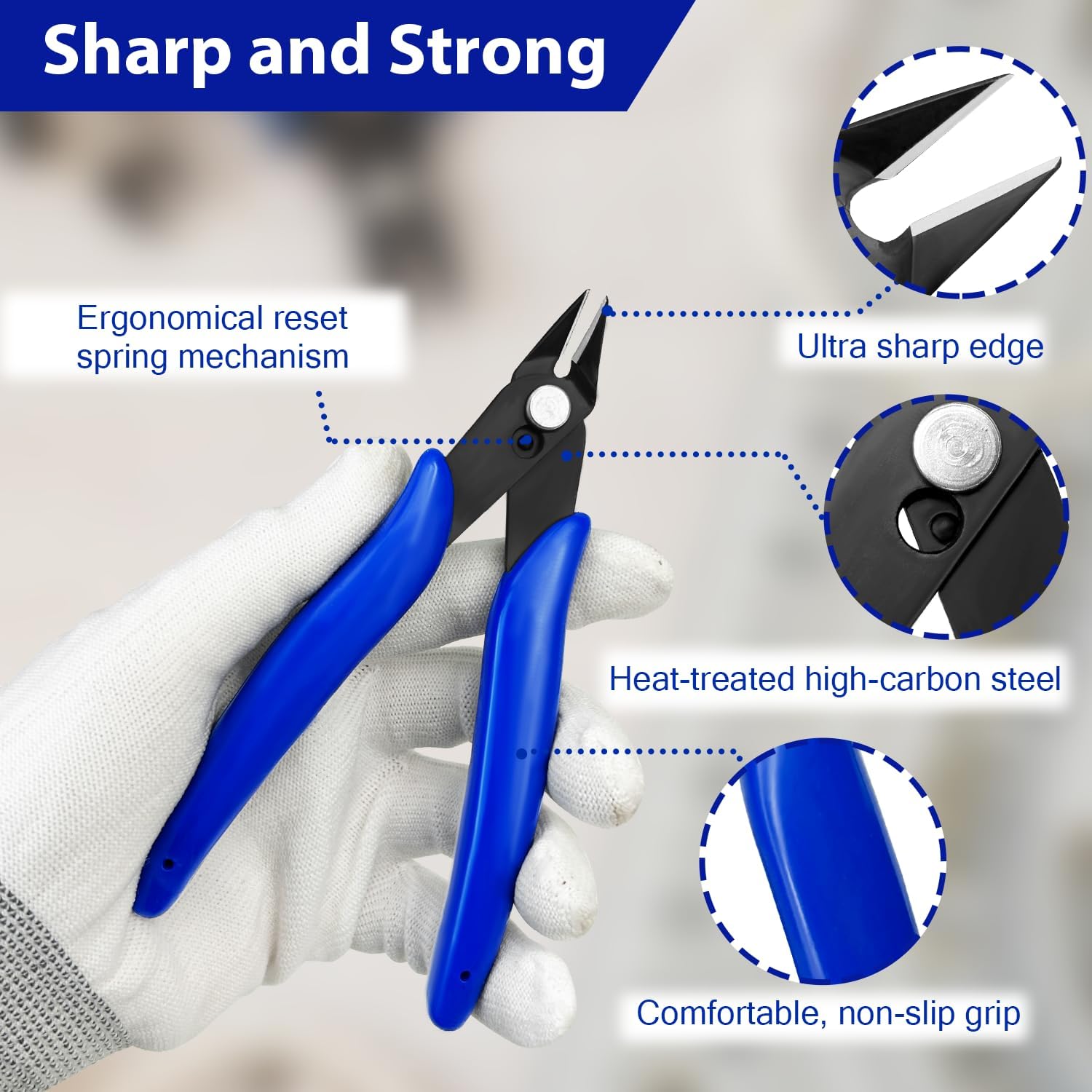 2 Pack Wire Cutters Set, 6" and 5" Ultra Sharp Flush Cutters, Carbon Steel Wire Cutters for Crafting, V1258-DP02-B-443