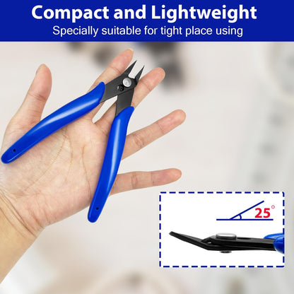 2 Pack Wire Cutters Set, 6" and 5" Ultra Sharp Flush Cutters, Carbon Steel Wire Cutters for Crafting, V1258-DP02-B-443
