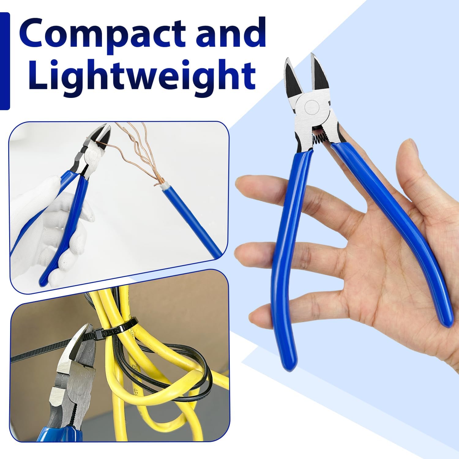2 Pack Wire Cutters Set, 6" and 5" Ultra Sharp Flush Cutters, Carbon Steel Wire Cutters for Crafting, V1258-DP02-B-443