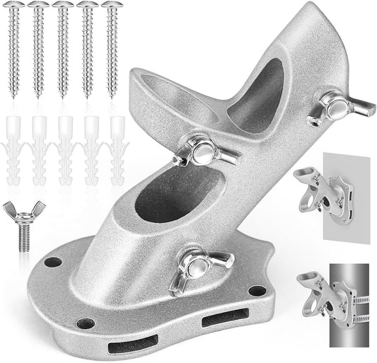 Flag Pole Holder, Flag Pole Brackets Mount Outside House Heavy-Duty Aluminum Metal Rust Proof Bracket 1" V1258-DP02-B-446