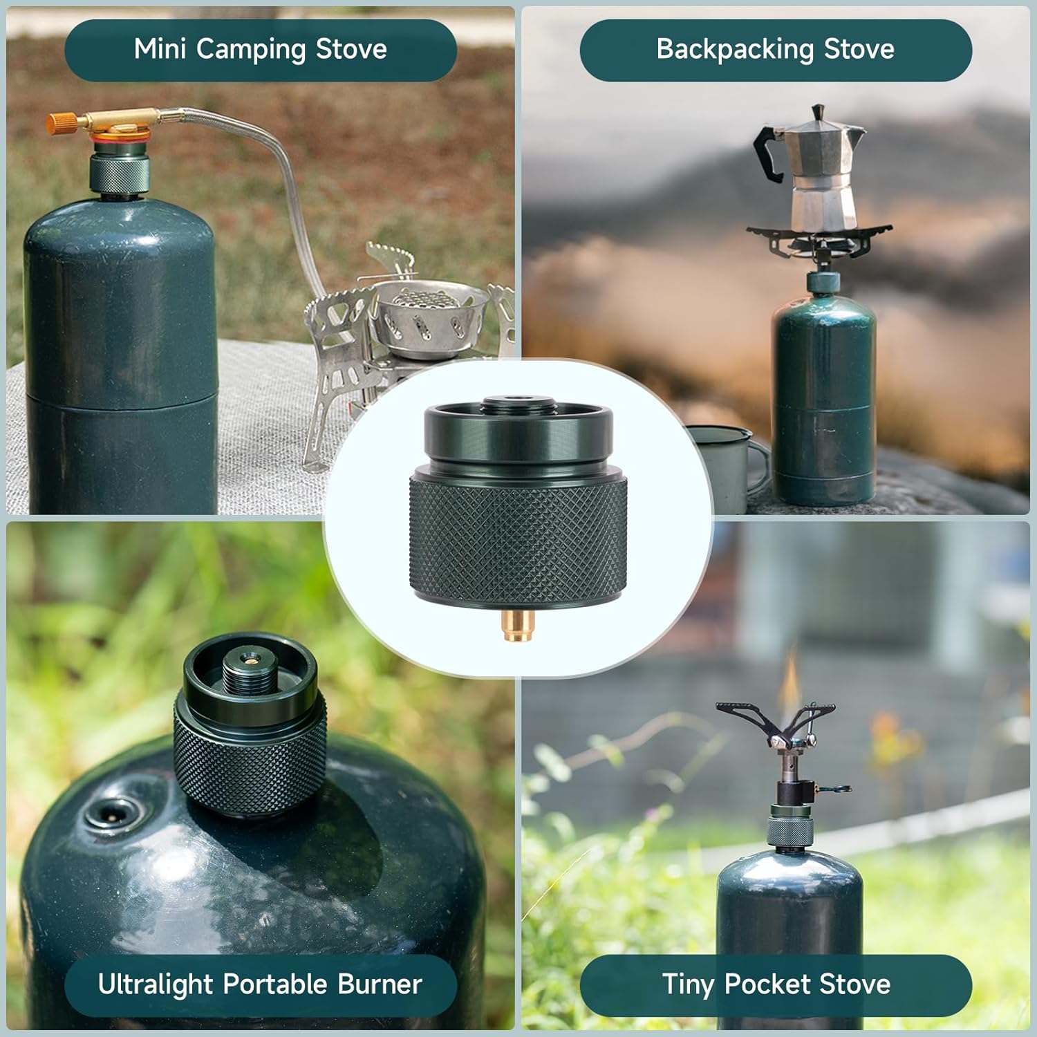 Propane to Butane Adapter, 1 Lb Propane Tank Input and EN417 Lindal Valve Output, Camping Stove Adapter for V1258-DP02-B-447