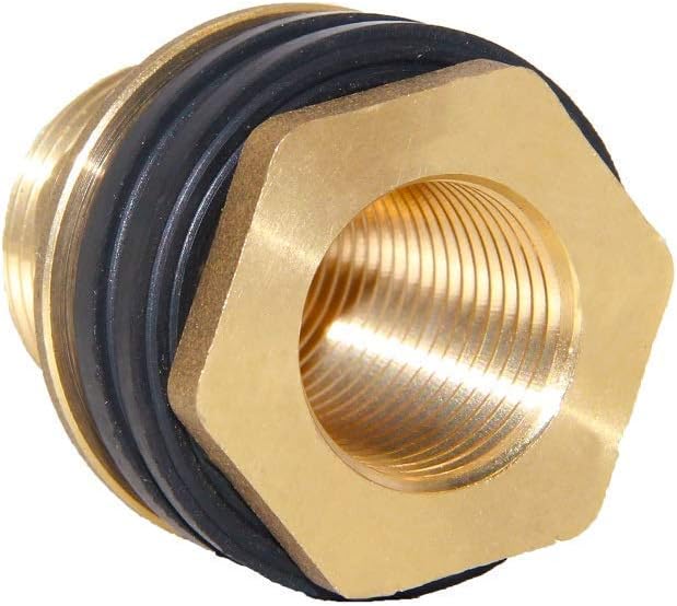 1/2" Female 3/4" Male Soild Brass Water Tank Connector Theaded Bulkhead Fitting With 2 Rubber Rings Stablizing V1258-DP02-B-450