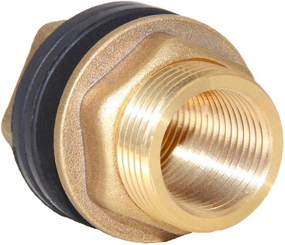 1/2" Female 3/4" Male Soild Brass Water Tank Connector Theaded Bulkhead Fitting With 2 Rubber Rings Stablizing V1258-DP02-B-450