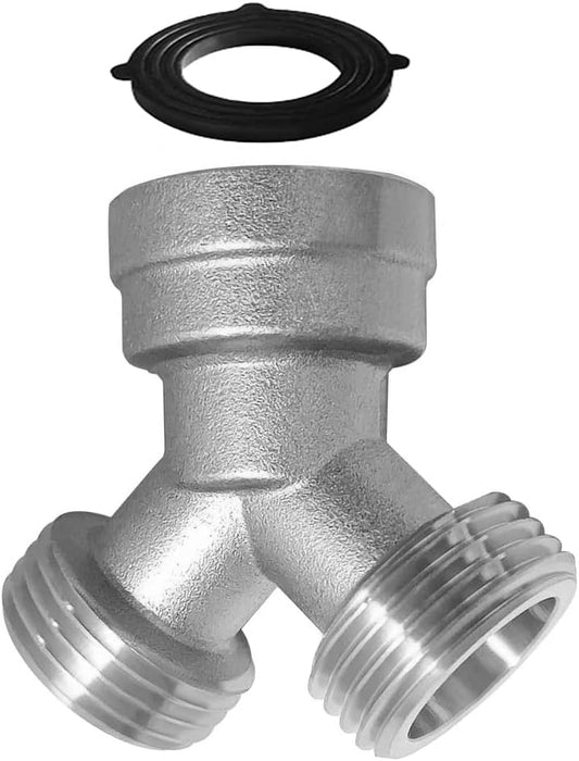 Brass Nickel Plating 3/4" GHT Y Shaped Connector for Steam Dryer and Washing Machine Hoses V1258-DP02-B-451