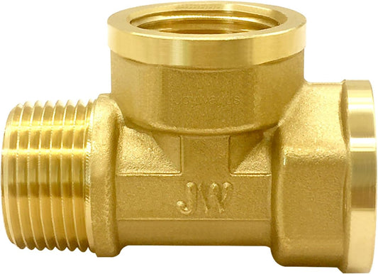 Brass Pipe Fitting Barstock Tee 3 Way NPT 3/4" Female x 3/4" Female x 3/4" Male Hose Fitting V1258-DP02-B-457