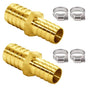 2PCS Hose Barb Reducer 5/8" to 3/4" Barb Fitting Reducing Splicer, Hex Union Brass Fitting Water/Fuel/Air V1258-DP02-B-461