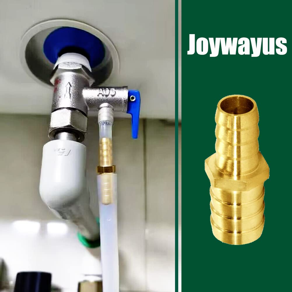 2PCS Hose Barb Reducer 5/8" to 3/4" Barb Fitting Reducing Splicer, Hex Union Brass Fitting Water/Fuel/Air V1258-DP02-B-461