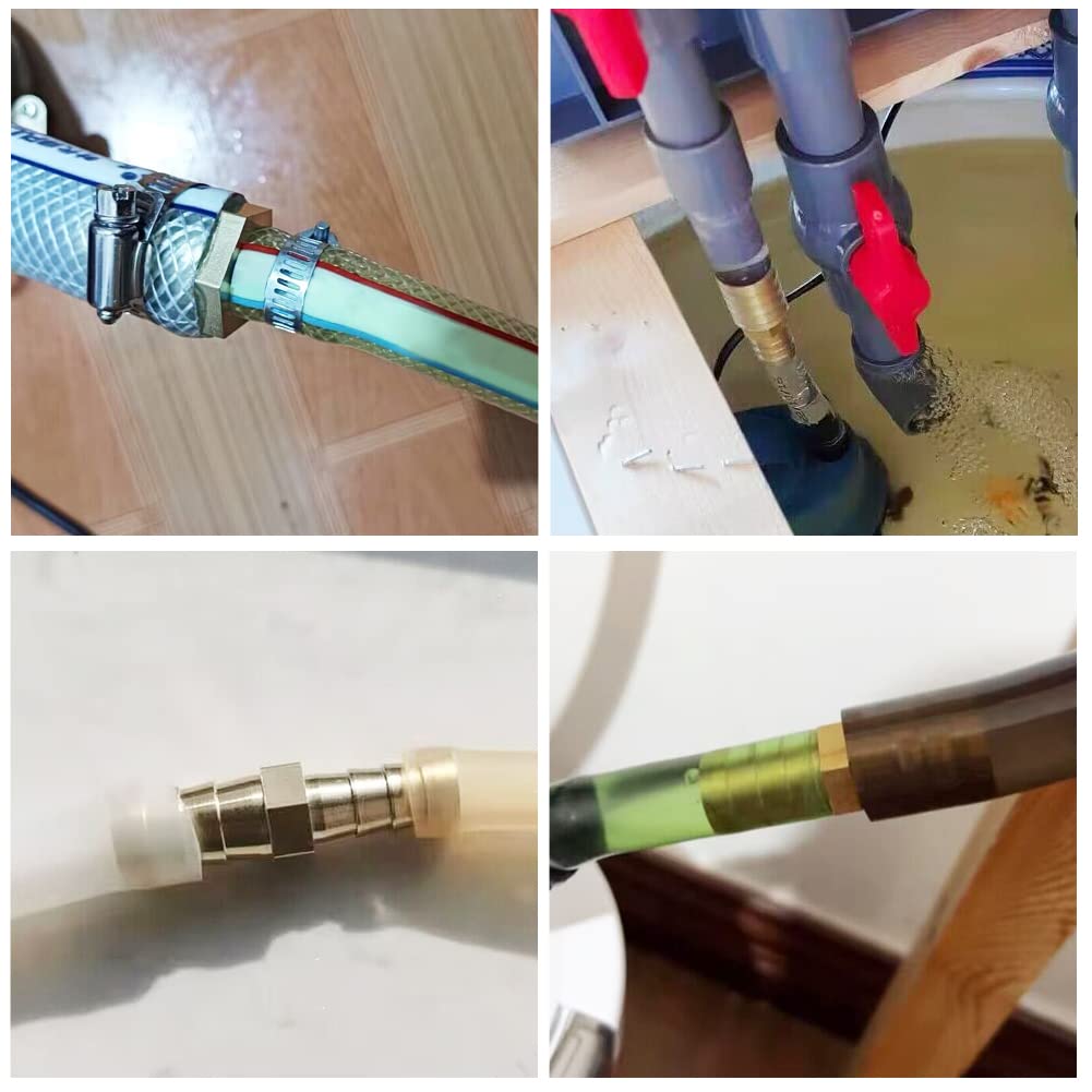 2PCS Hose Barb Reducer 5/8" to 3/4" Barb Fitting Reducing Splicer, Hex Union Brass Fitting Water/Fuel/Air V1258-DP02-B-461