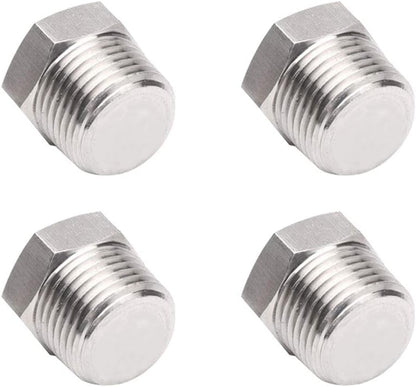 4Pcs Stainless Steel Outer Hex Thread Socket Pipe Plug Fitting 1/4" NPT Male V1258-DP02-B-463