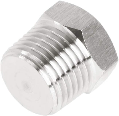 4Pcs Stainless Steel Outer Hex Thread Socket Pipe Plug Fitting 1/4" NPT Male V1258-DP02-B-463