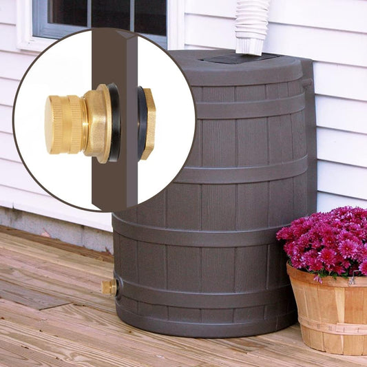 Brass Male Garden Hose Bulkhead Fitting with Plugs,1/2" Female 3/4" GHT Male Water Tank Connector Threaded V1258-DP02-B-464