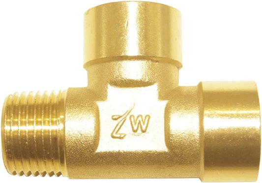 Brass Pipe Fitting Barstock Tee 3 Way NPT 1/2" Female x 1/2" Female x 1/2" Male Hose Fitting V1258-DP02-B-468
