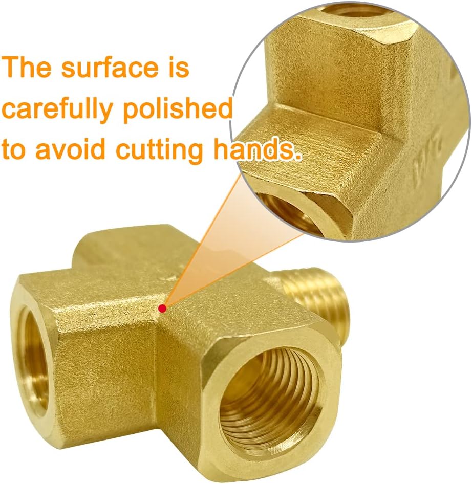 Brass 1/4" NPT Female x Male 4-Way Pipe Fitting Adapter Tube Coupler Connector Water Gas Oil V1258-DP02-B-469
