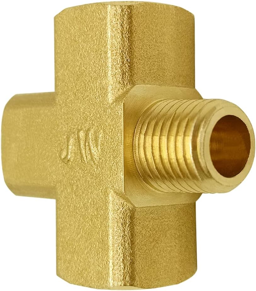 Brass 1/4" NPT Female x Male 4-Way Pipe Fitting Adapter Tube Coupler Connector Water Gas Oil V1258-DP02-B-469