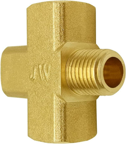Brass 1/4" NPT Female x Male 4-Way Pipe Fitting Adapter Tube Coupler Connector Water Gas Oil V1258-DP02-B-469