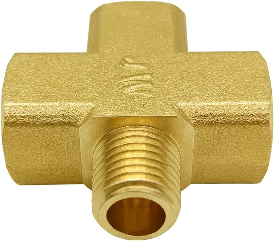 Brass 1/4" NPT Female x Male 4-Way Pipe Fitting Adapter Tube Coupler Connector Water Gas Oil V1258-DP02-B-469