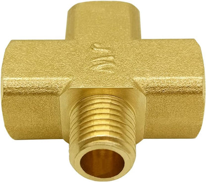Brass 1/4" NPT Female x Male 4-Way Pipe Fitting Adapter Tube Coupler Connector Water Gas Oil V1258-DP02-B-469