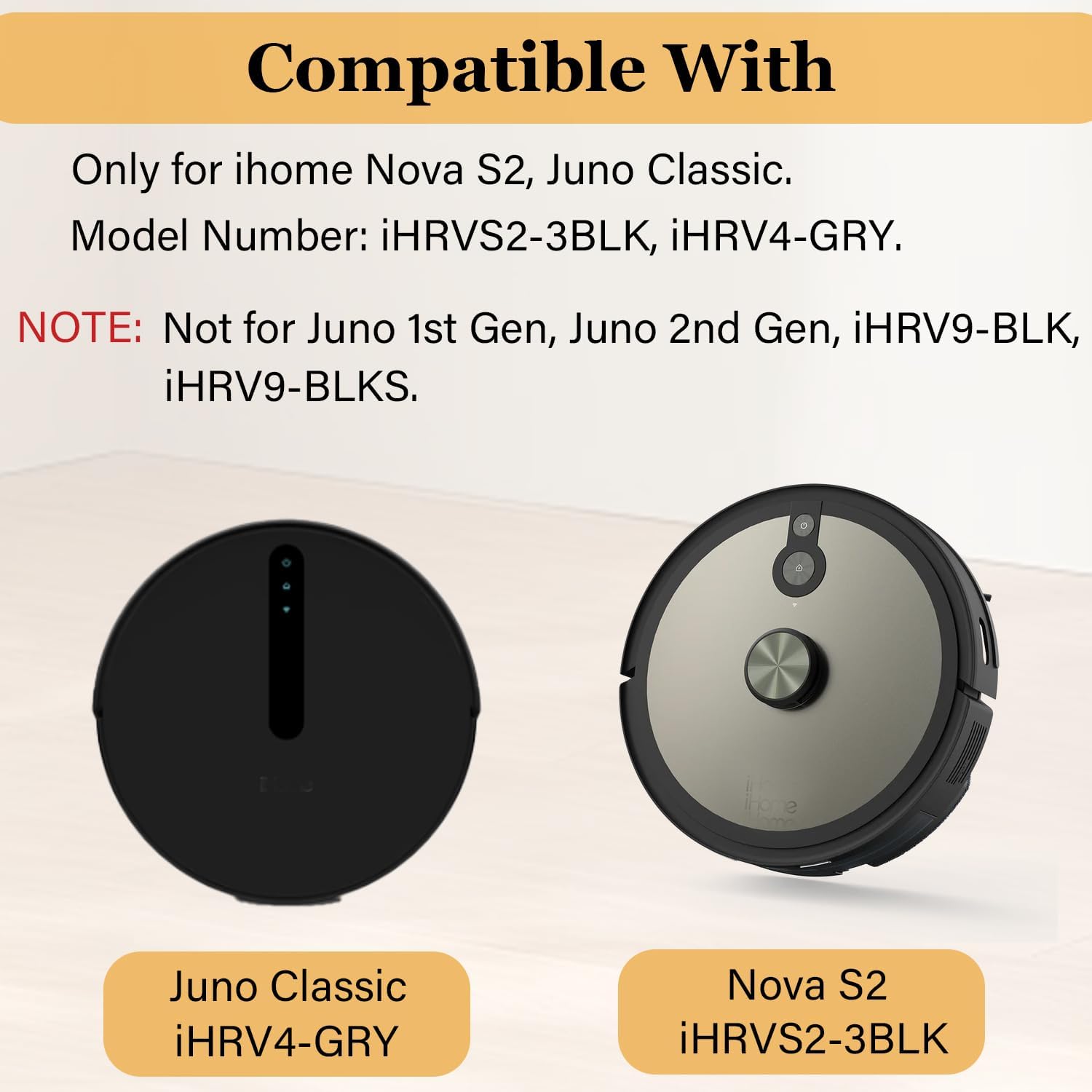 Main Brush Replacement for iHome Nova S2, iHRVS2-3BLK, iHRV4-GRY Robotic Vacuum Cleaner Accessories V1258-DP02-B-47