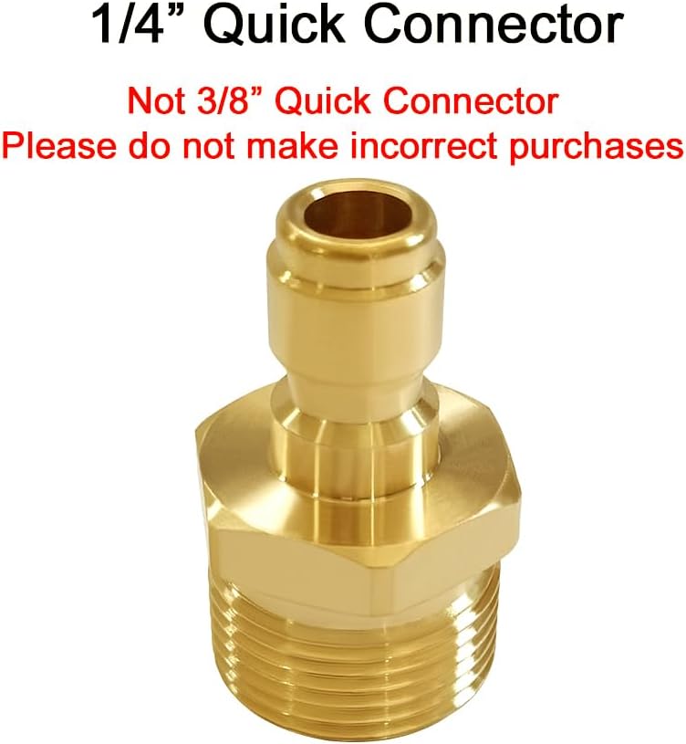 Pressure Washer Coupler M22-14mm Male Thread to 1/4" Quick Connector Plug Fitting for High Pressure Water Gun V1258-DP02-B-476