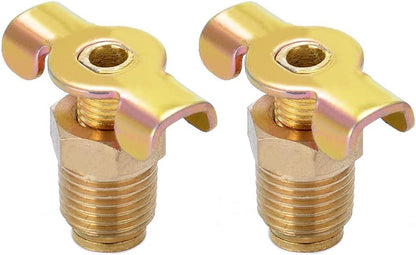 Brass Wing Style Drain Cock 1/4" NPT Male External Drain Switch Air Hose Fitting With Handle (Pack of 2) V1258-DP02-B-477