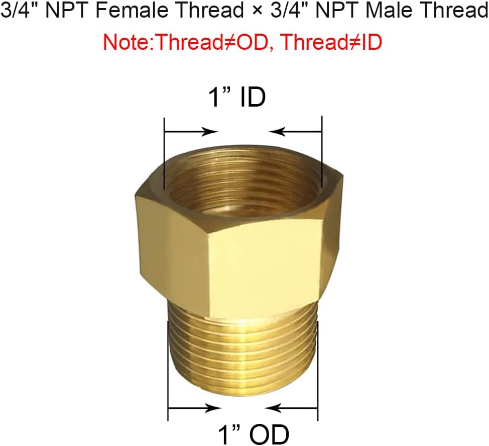 3/4" NPT Thread Female x 3/4" NPT Thread Male Brass Pipe Fitting Adapter (pack of 2) V1258-DP02-B-478