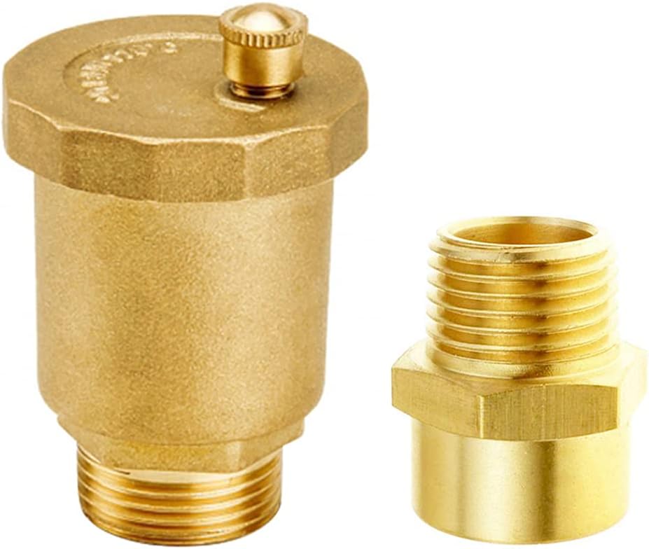 Brass Automatic Float Valve Kit 1/2"G Air Bleeder Release Vent Valve & 1/2"G Female x 1/2"NPT Male Pipe V1258-DP02-B-480