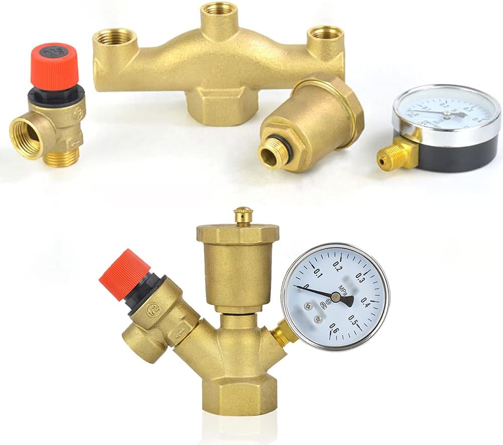 Brass Automatic Float Valve Kit 1/2"G Air Bleeder Release Vent Valve & 1/2"G Female x 1/2"NPT Male Pipe V1258-DP02-B-480