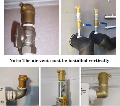 Brass Automatic Float Valve Kit 1/2"G Air Bleeder Release Vent Valve & 1/2"G Female x 1/2"NPT Male Pipe V1258-DP02-B-480