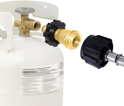 Universal Propane Tank Adapter Converts POL to QCC1 / Type 1,Brass Valve Control Safety Device Propane Hose V1258-DP02-B-483