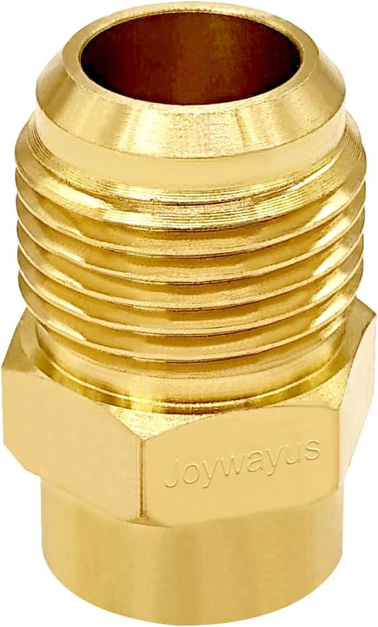 Brass Flare Tube Fitting Coupling Gas Adapter 3/8" Flare Female x 5/8" Flare Male Pipe Connector V1258-DP02-B-485