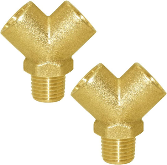 Brass Pipe Fitting Y-shaped 1/4" NPT Female x 1/4" NPT Female x 1/4" NPT Male Connector 3-way Fitting Coupler V1258-DP02-B-487