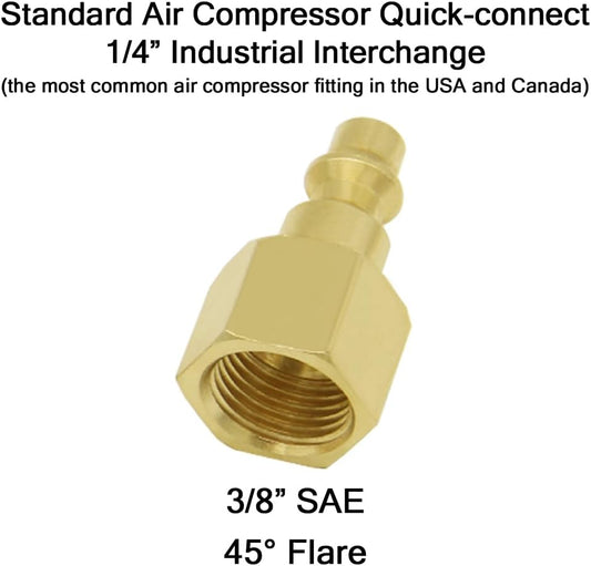 4PCS Air Plug to 3/8" Flare Female SAE Flare Fittings SAE 45 degrees Female Industrial Brass Air Hose Quick V1258-DP02-B-490