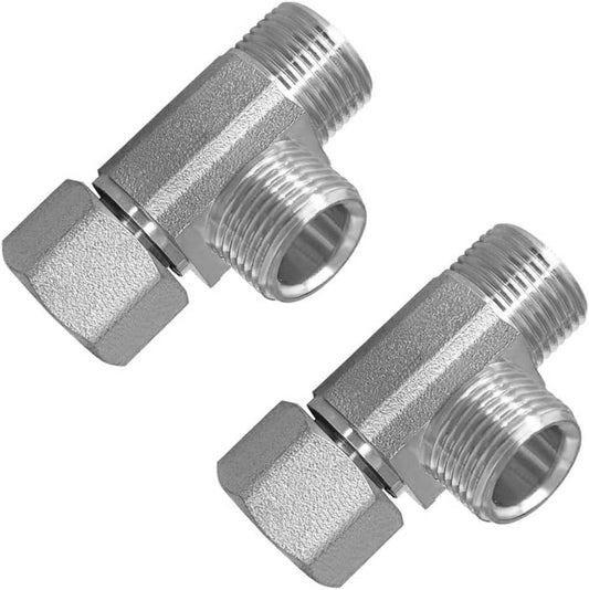 2PCS Lead-Free Brass Nickel Plating Angle Stop Add-A-Tee Valve 3/8" COMP Inlet x Outlet x Outlet for V1258-DP02-B-497