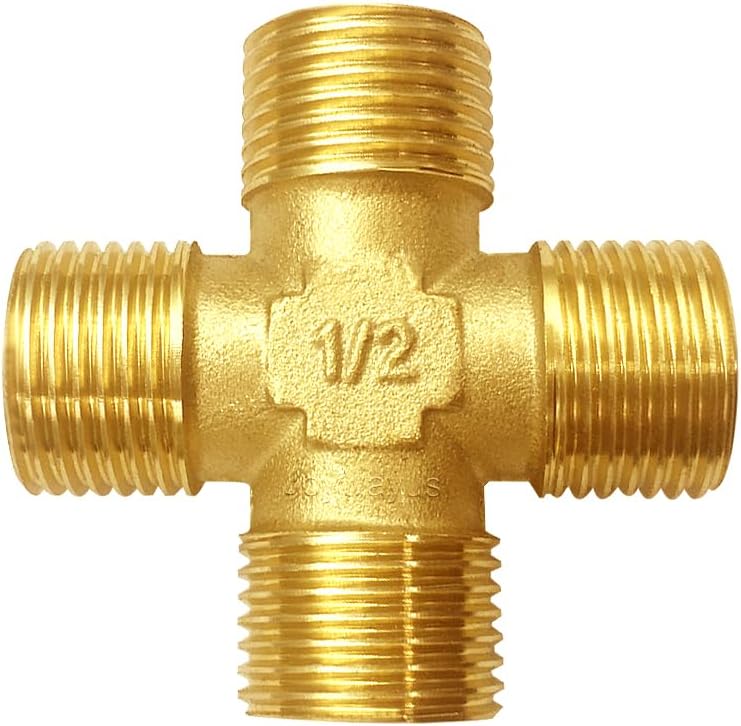 Brass 1/2"G Male 4-Way Pipe Fitting Adapter Tube Coupler Connector Water Gas Oil V1258-DP02-B-502