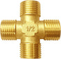 Brass 1/2"G Male 4-Way Pipe Fitting Adapter Tube Coupler Connector Water Gas Oil V1258-DP02-B-502