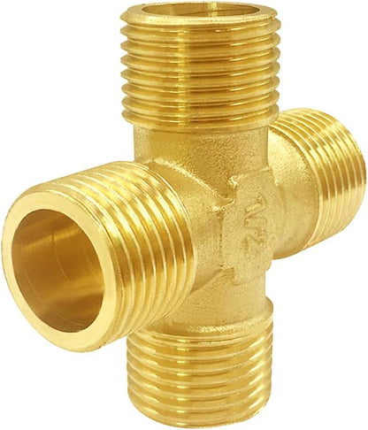 Brass 1/2"G Male 4-Way Pipe Fitting Adapter Tube Coupler Connector Water Gas Oil V1258-DP02-B-502
