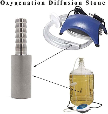 Aeration Stone 0.5 Micron 316 Stainless Steel Oxygenation Diffusion Stone 3/8" Barb for Home brewing Wine V1258-DP02-B-505